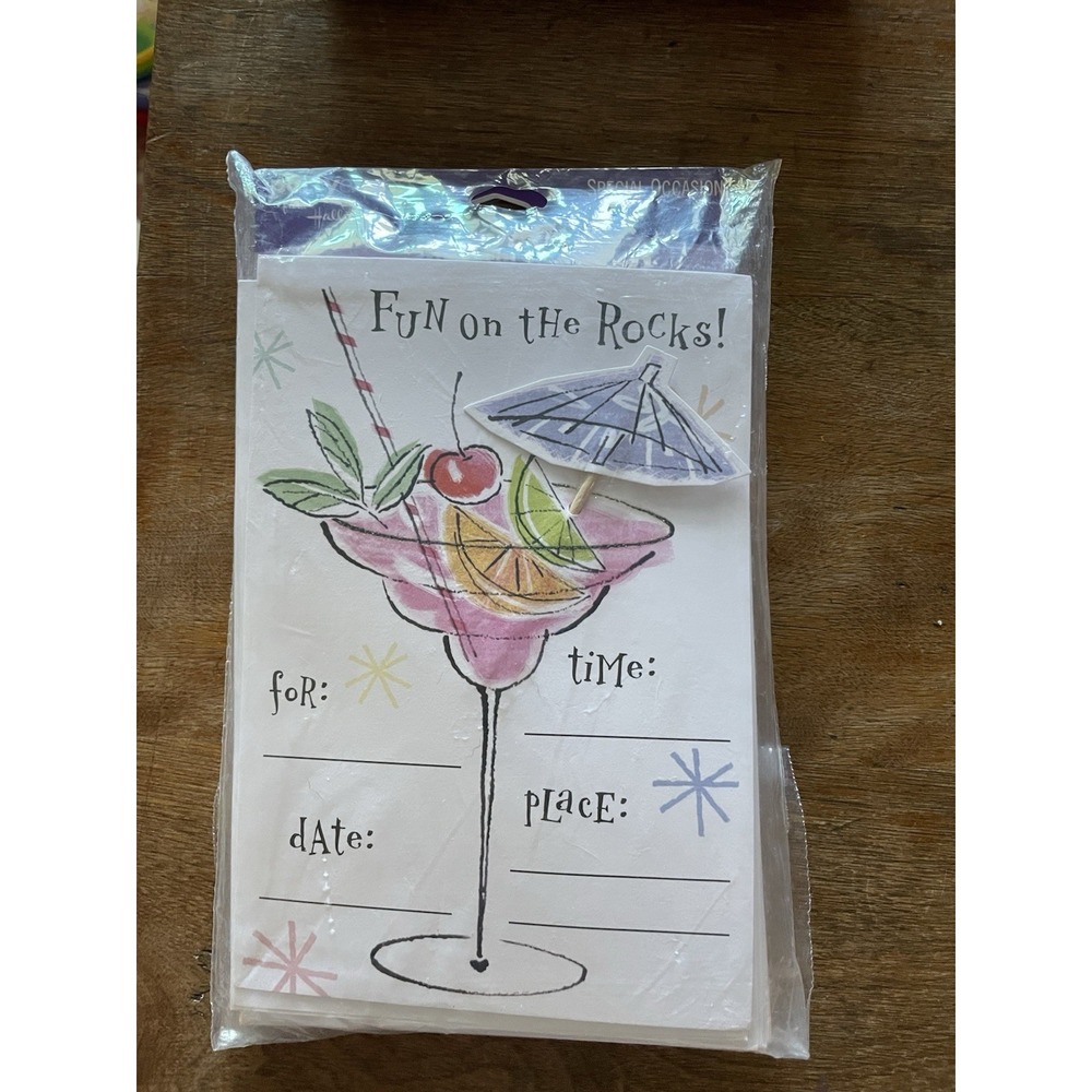 New Hallmark Party Express Pack of 10 Invitations with Envelopes Drink Cocktail